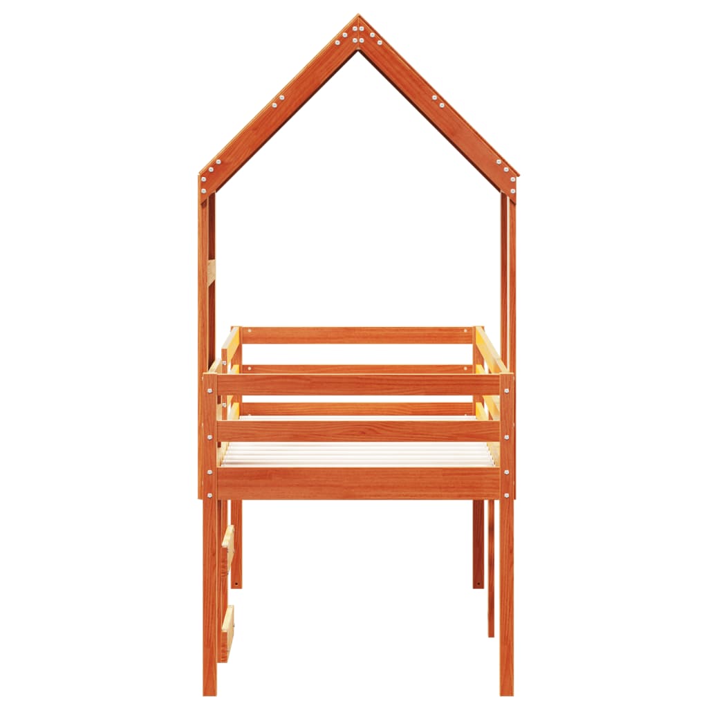 Lit haut sans matelas cire marron 80x200 cm bois de pin massif - XIOS
