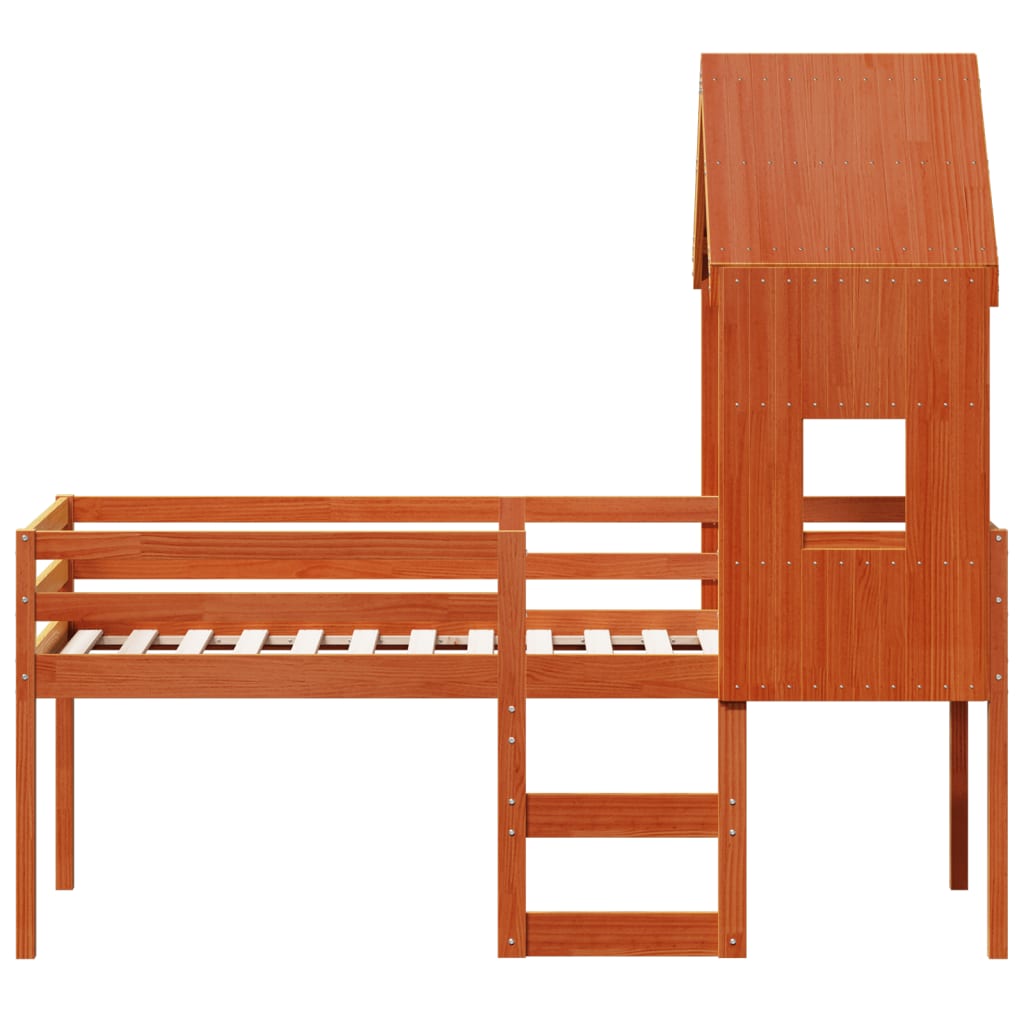Lit haut sans matelas cire marron 90x200 cm bois de pin massif - XIOS