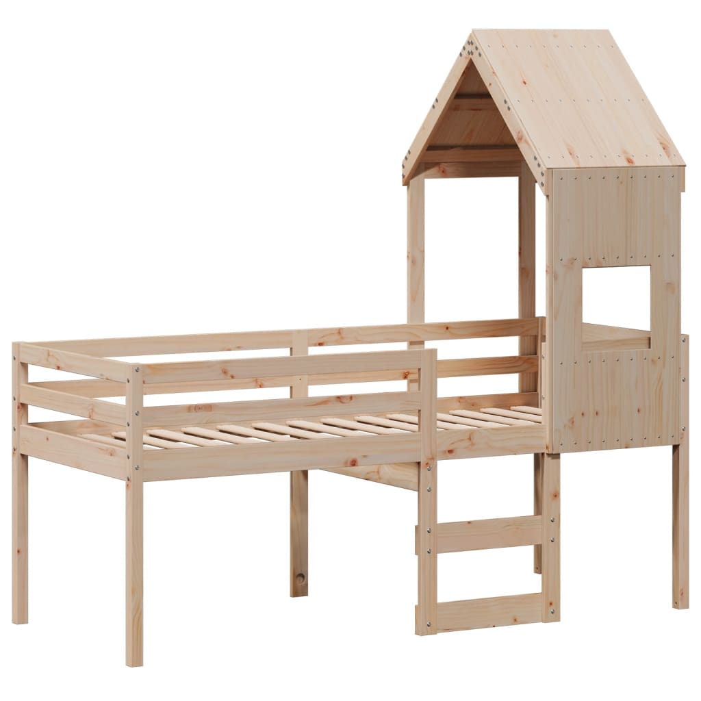 Lit haut sans matelas 90x190 cm bois de pin massif - XIOS