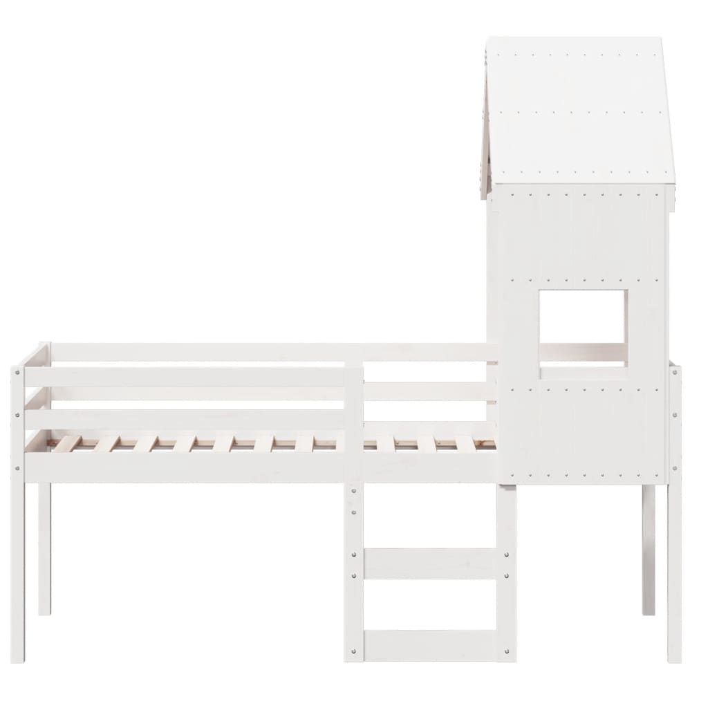 Lit haut sans matelas blanc 90x190 cm bois de pin massif - XIOS