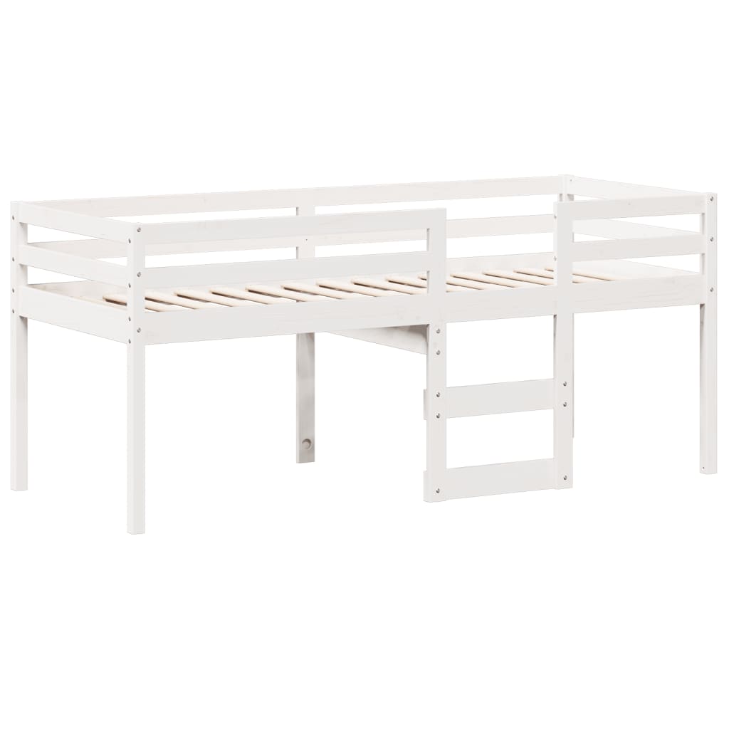 Lit haut sans matelas blanc 90x190 cm bois de pin massif - XIOS
