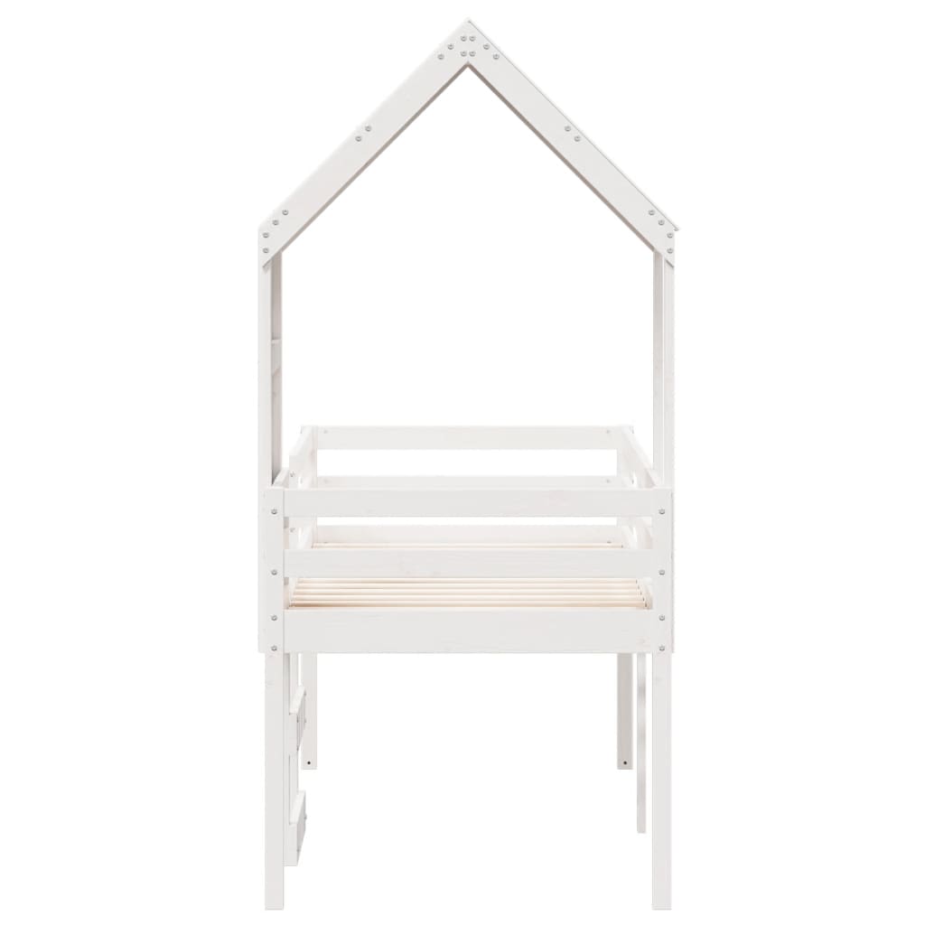 Lit haut sans matelas blanc 90x190 cm bois de pin massif - XIOS