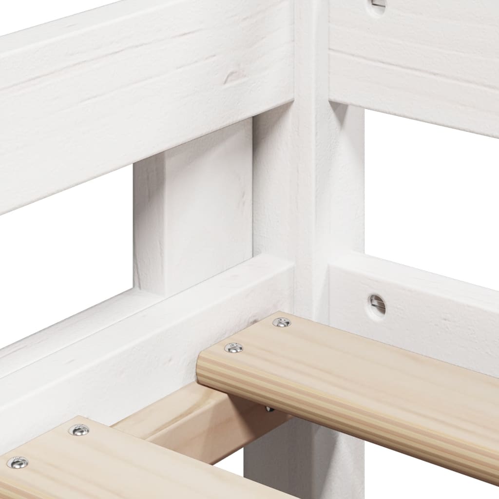Lit haut sans matelas blanc 90x190 cm bois de pin massif - XIOS