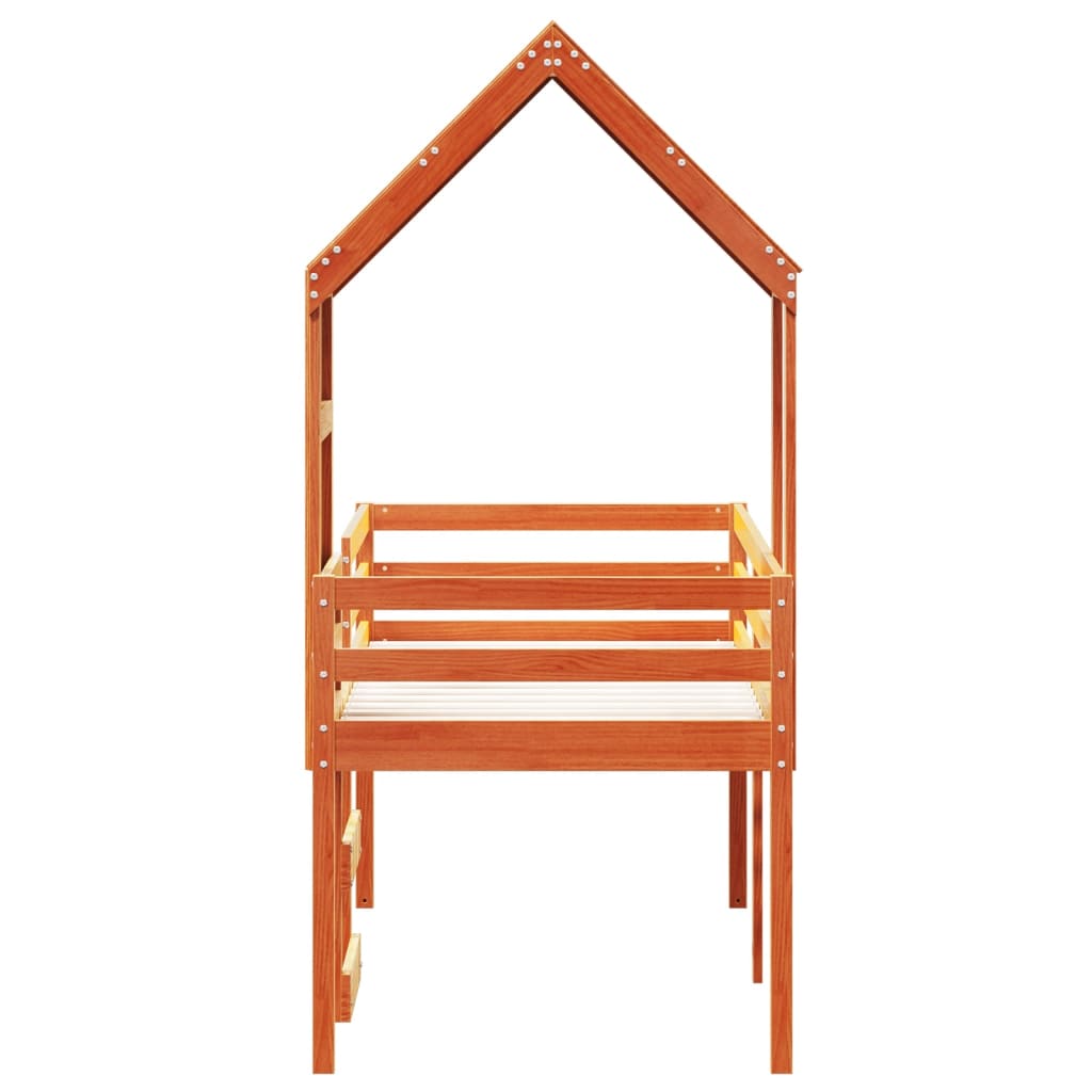 Lit haut sans matelas cire marron 90x190 cm bois de pin massif - XIOS