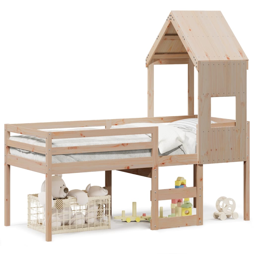 Lit haut sans matelas 75x190 cm bois de pin massif - XIOS