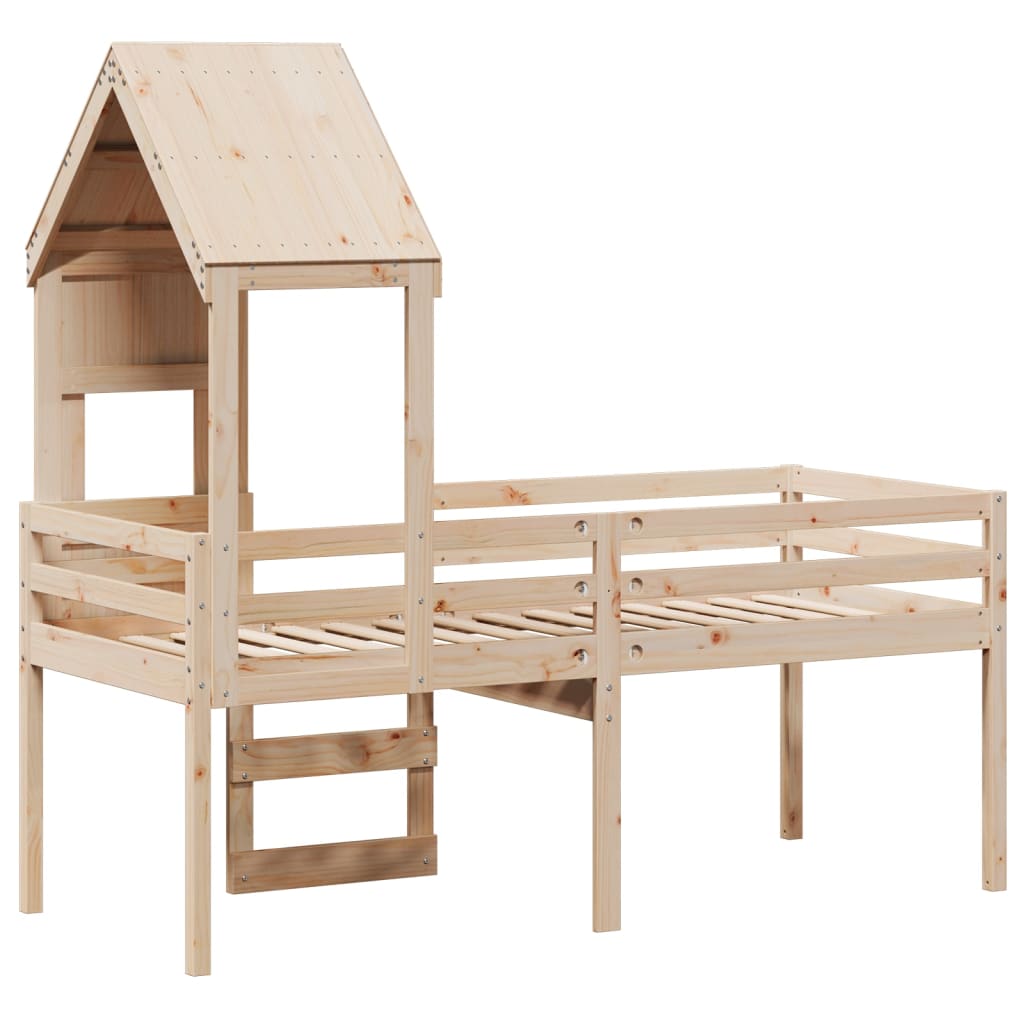 Lit haut sans matelas 75x190 cm bois de pin massif - XIOS