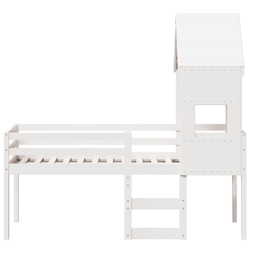 Lit haut sans matelas blanc 75x190 cm bois de pin massif - XIOS
