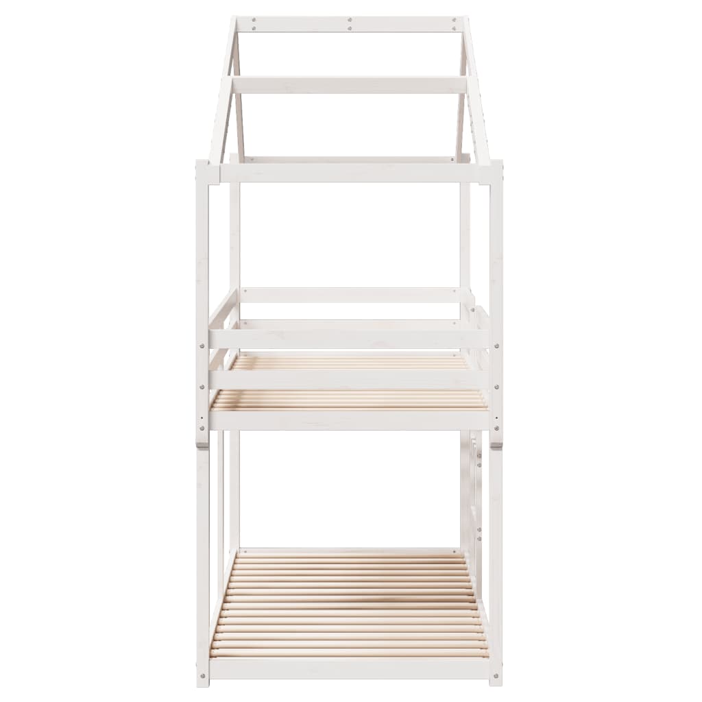 Lit superposé sans matelas blanc 90x200 cm bois de pin massif - XIOS