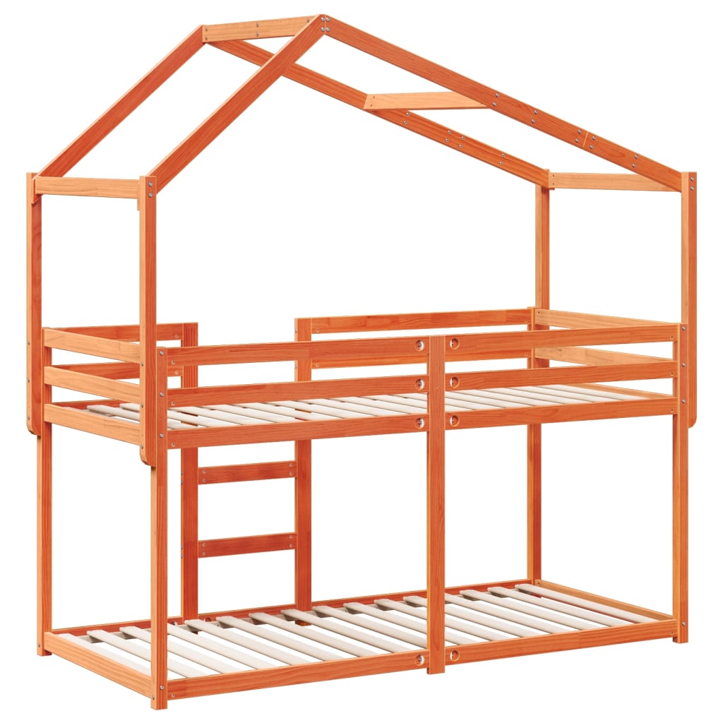 Lit superposé sans matelas cire marron 90x200 cm pin massif - XIOS