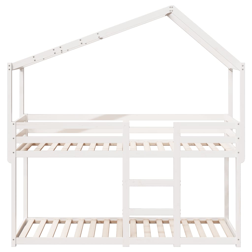 Lit superposé sans matelas blanc 80x200 cm bois de pin massif - XIOS