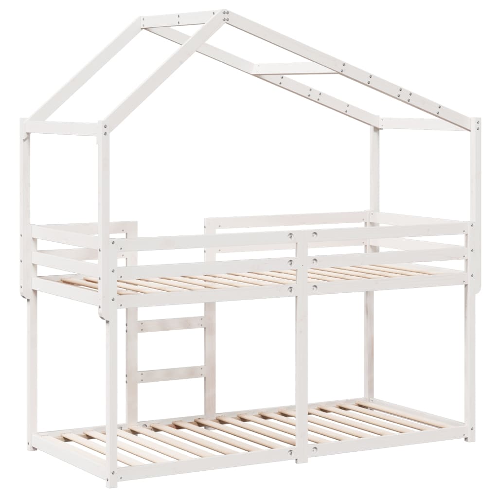 Lit superposé sans matelas blanc 80x200 cm bois de pin massif - XIOS
