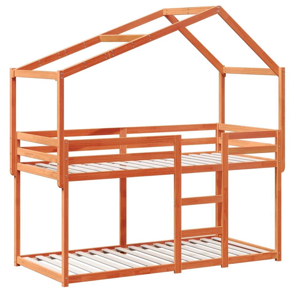 Lit superposé sans matelas cire marron 80x200 cm pin massif - XIOS