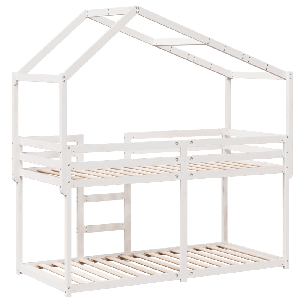 Lit superposé sans matelas blanc 75x190 cm bois de pin massif - XIOS