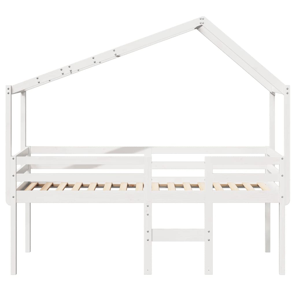 Lit haut sans matelas blanc 90x200 cm bois de pin massif - XIOS