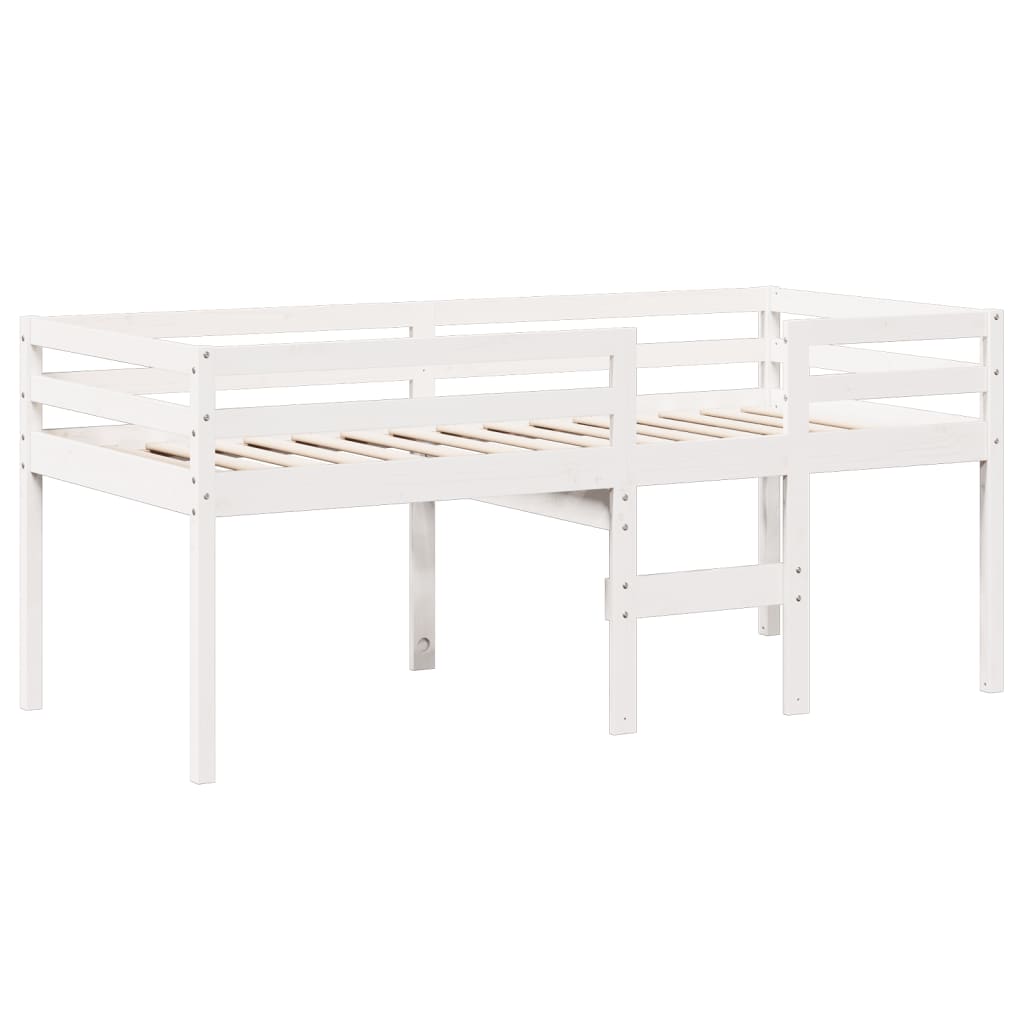 Lit haut sans matelas blanc 90x200 cm bois de pin massif - XIOS