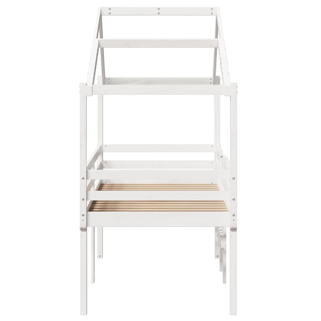 Lit haut sans matelas blanc 90x200 cm bois de pin massif - XIOS