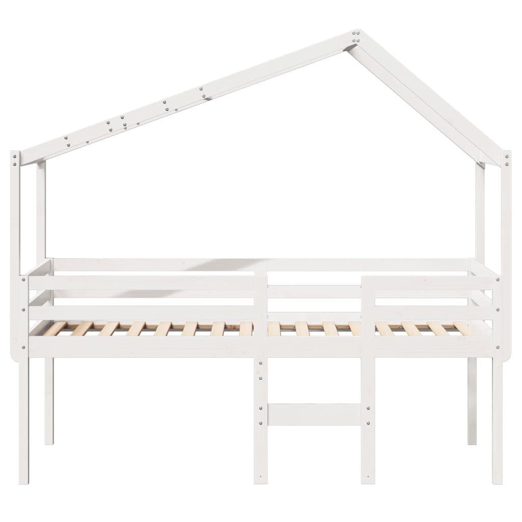 Lit haut sans matelas blanc 90x190 cm bois de pin massif - XIOS