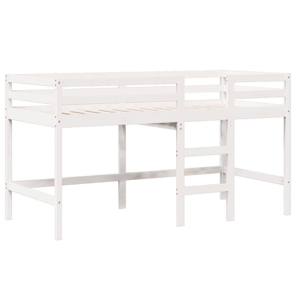 Lit haut sans matelas blanc 90x190 cm bois de pin massif - XIOS