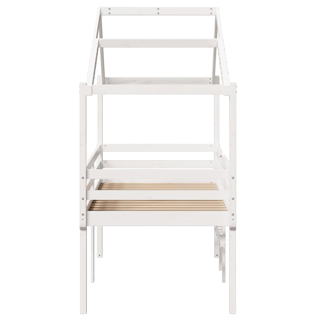 Lit haut sans matelas blanc 90x190 cm bois de pin massif - XIOS