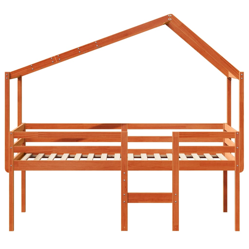 Lit haut sans matelas cire marron 90x190 cm bois de pin massif - XIOS