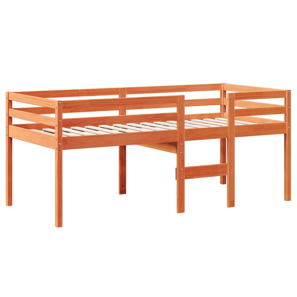 Lit haut sans matelas cire marron 90x190 cm bois de pin massif - XIOS