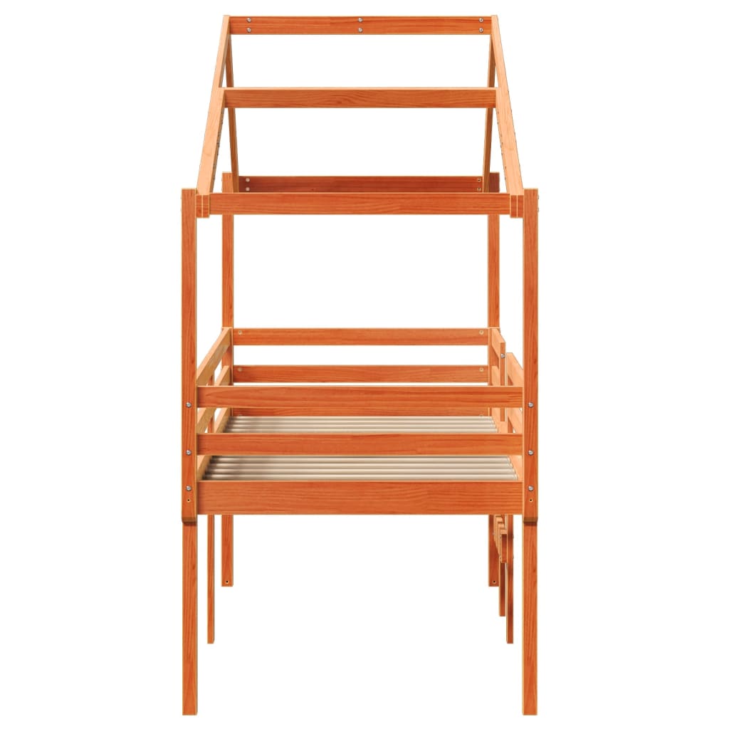 Lit haut sans matelas cire marron 90x190 cm bois de pin massif - XIOS