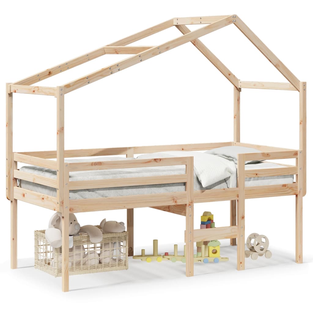 Lit haut sans matelas 75x190 cm bois de pin massif - XIOS