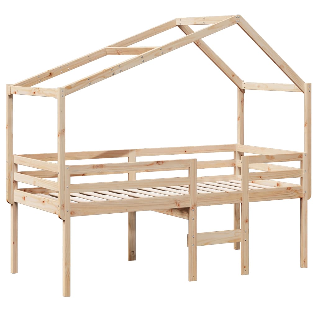 Lit haut sans matelas 75x190 cm bois de pin massif - XIOS