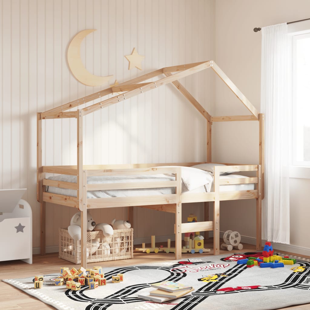 Lit haut sans matelas 75x190 cm bois de pin massif - XIOS