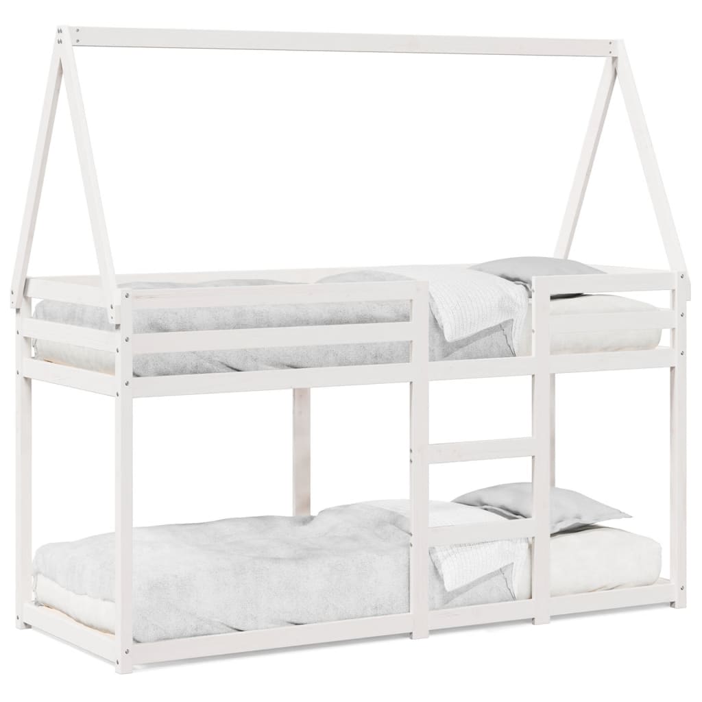 Lit superposé sans matelas blanc 90x200 cm bois de pin massif - XIOS
