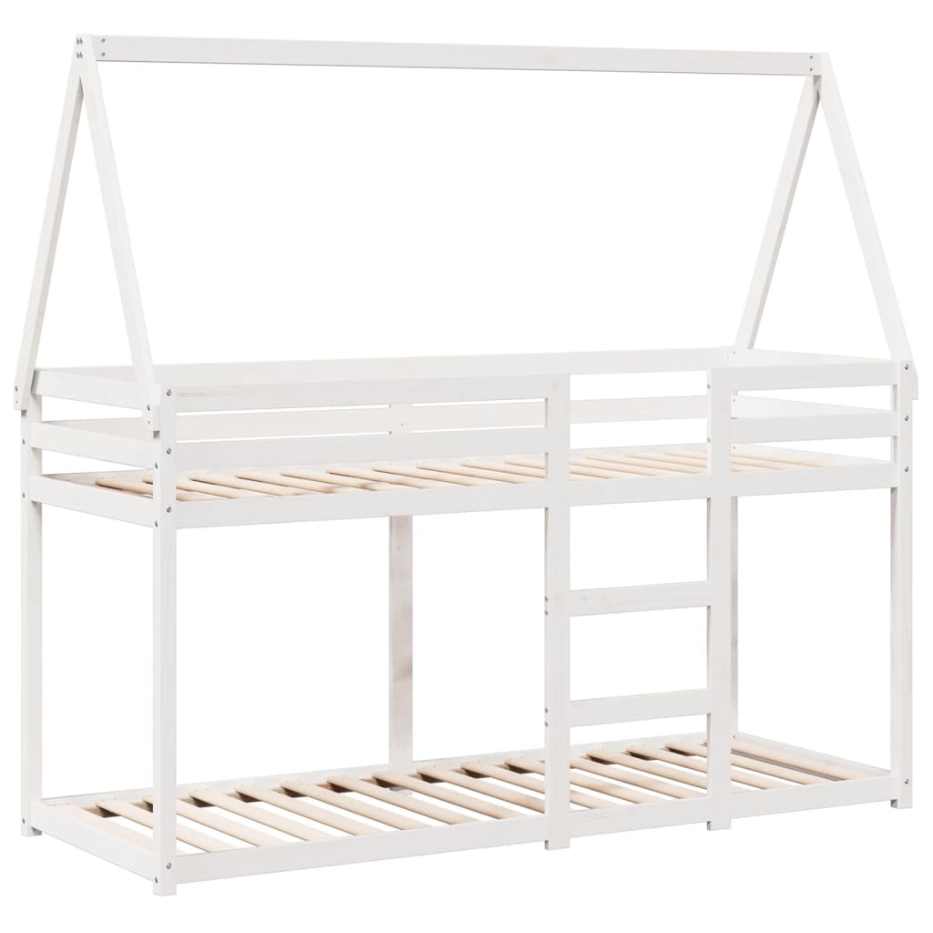 Lit superposé sans matelas blanc 90x200 cm bois de pin massif - XIOS