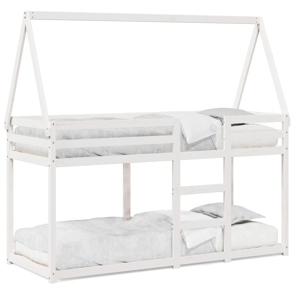 Lit superposé sans matelas blanc 80x200 cm bois de pin massif