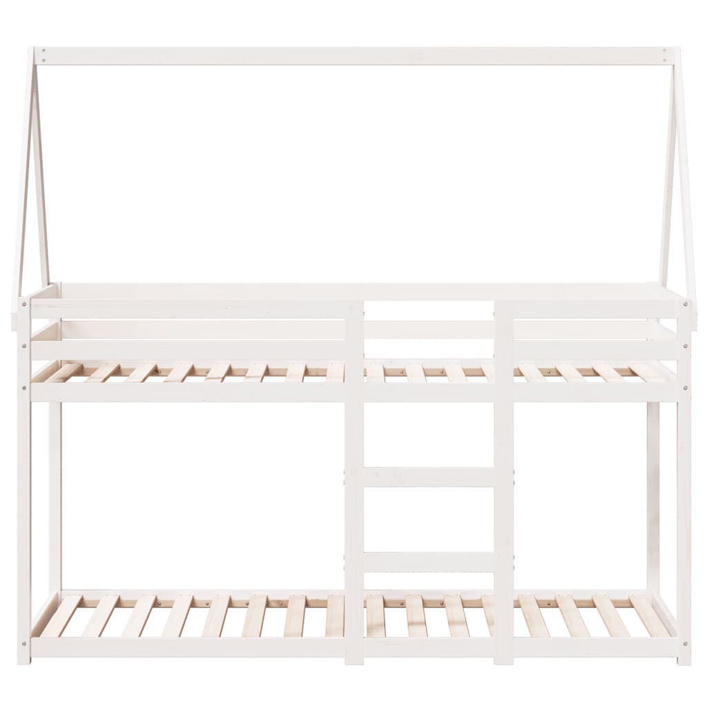 Lit superposé sans matelas blanc 80x200 cm bois de pin massif