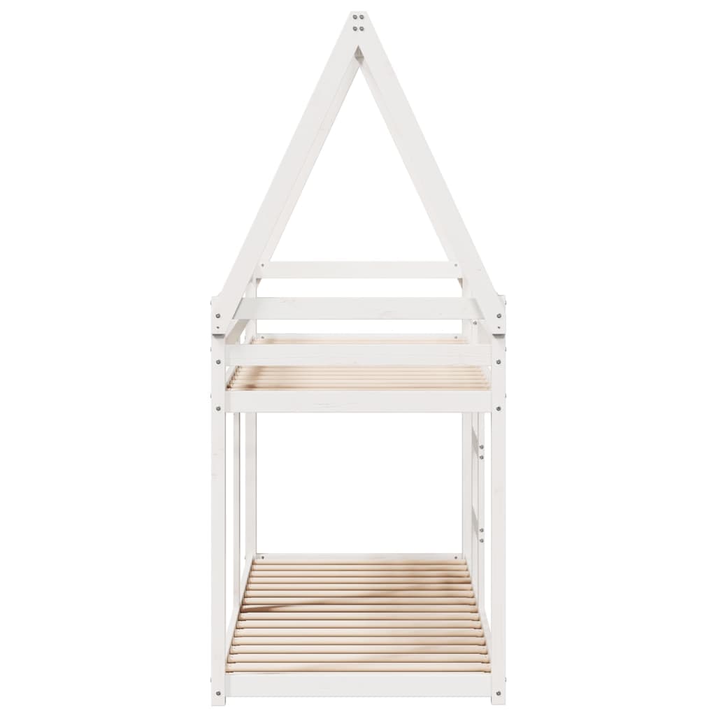 Lit superposé sans matelas blanc 80x200 cm bois de pin massif