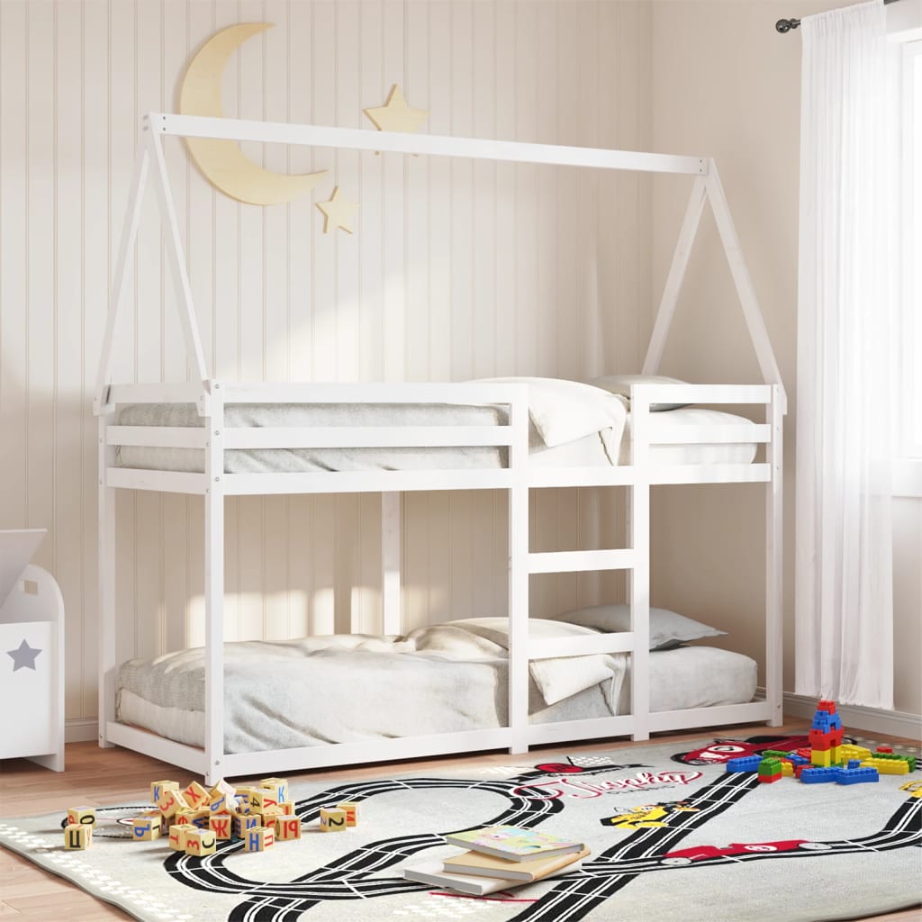 Lit superposé sans matelas blanc 80x200 cm bois de pin massif - XIOS