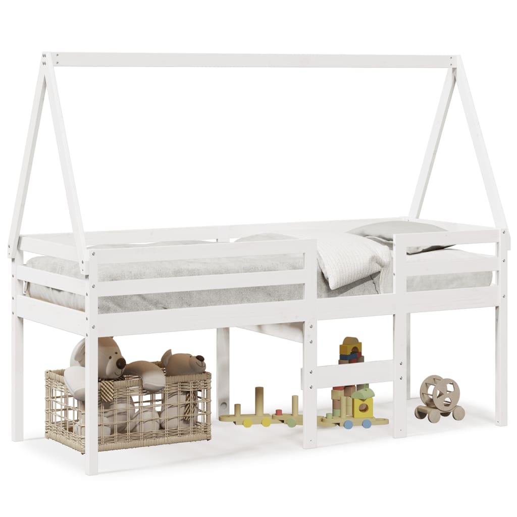 Lit haut sans matelas blanc 90x200 cm bois de pin massif - XIOS