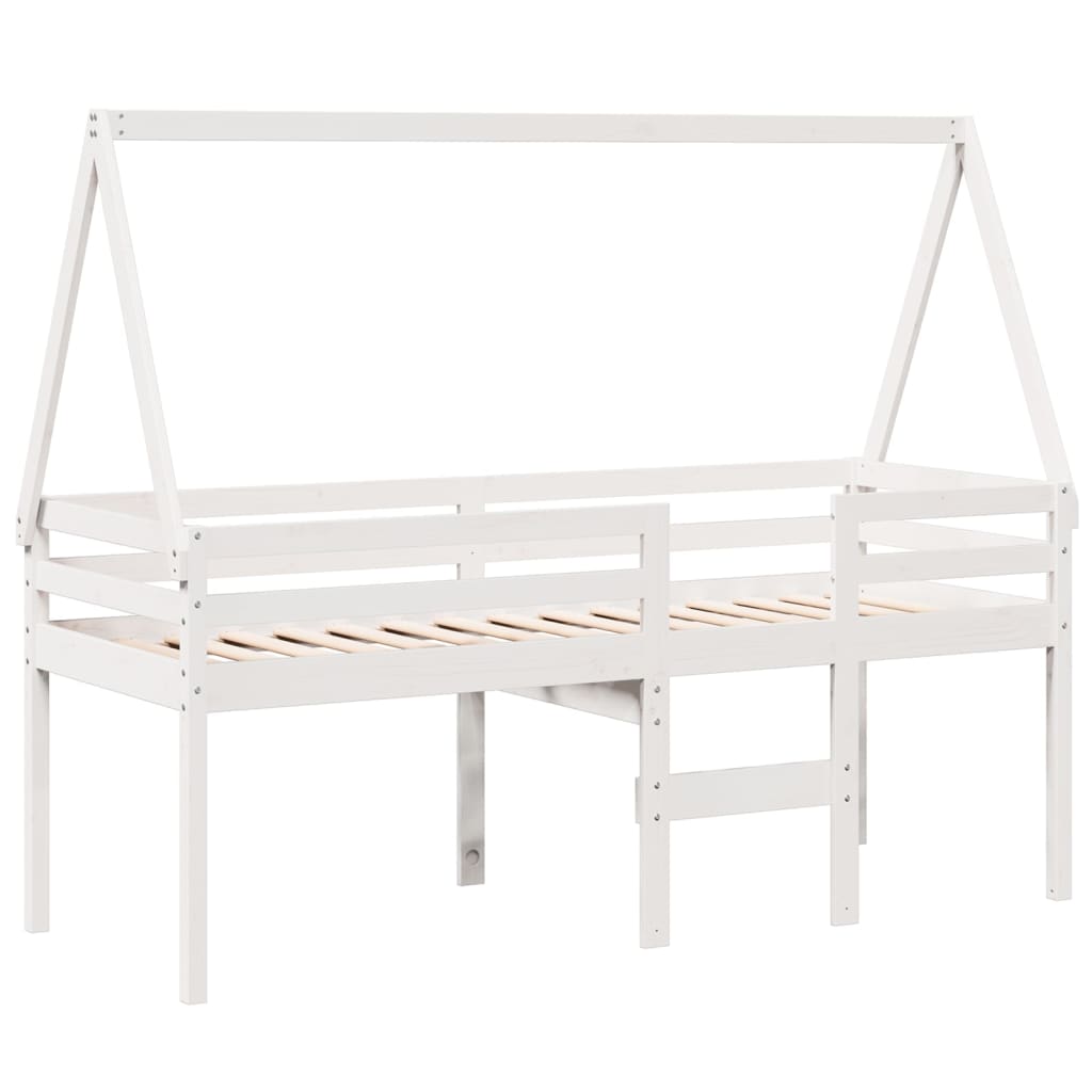 Lit haut sans matelas blanc 90x200 cm bois de pin massif - XIOS