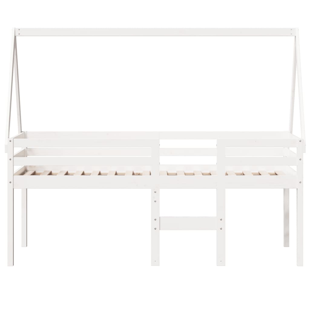 Lit haut sans matelas blanc 90x200 cm bois de pin massif - XIOS