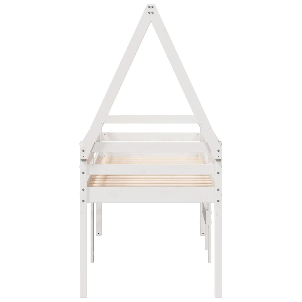 Lit haut sans matelas blanc 90x200 cm bois de pin massif - XIOS