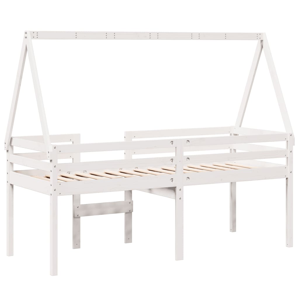 Lit haut sans matelas blanc 90x200 cm bois de pin massif - XIOS