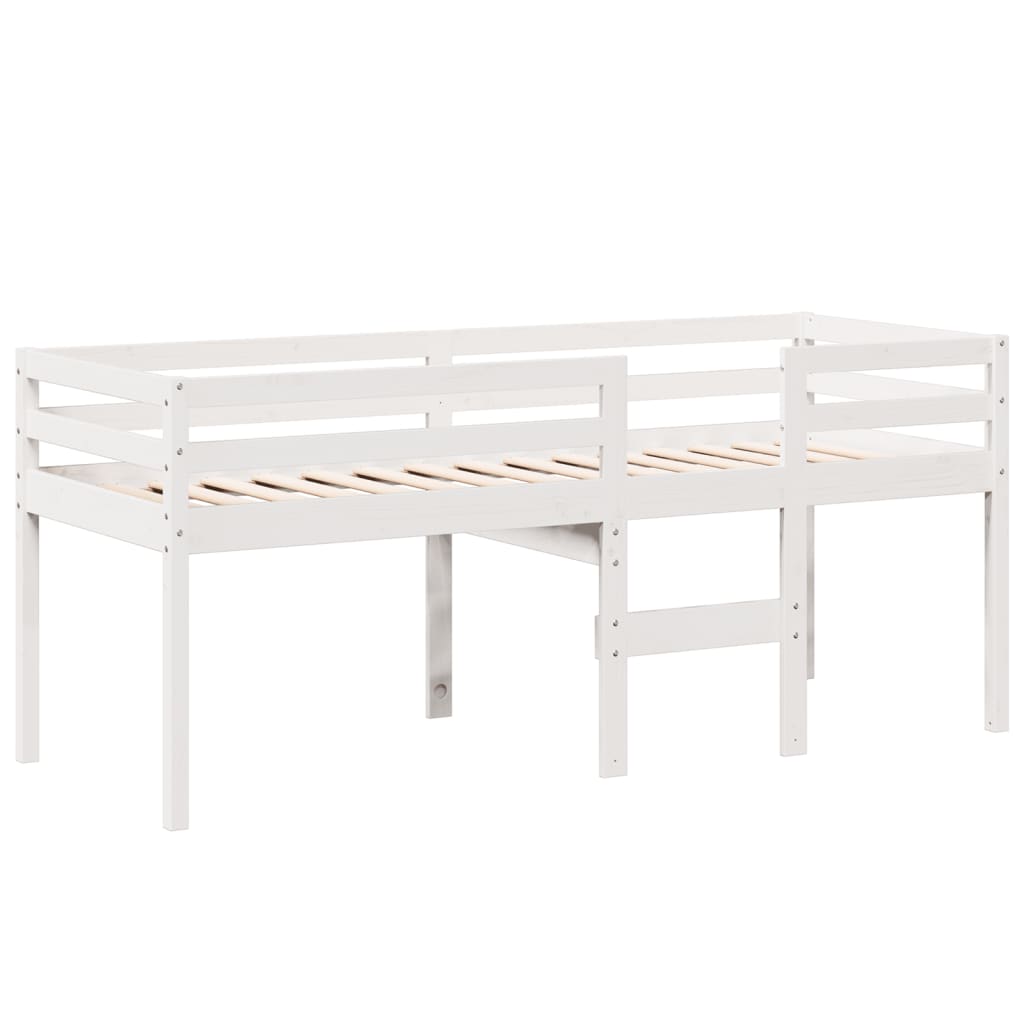 Lit haut sans matelas blanc 90x200 cm bois de pin massif - XIOS