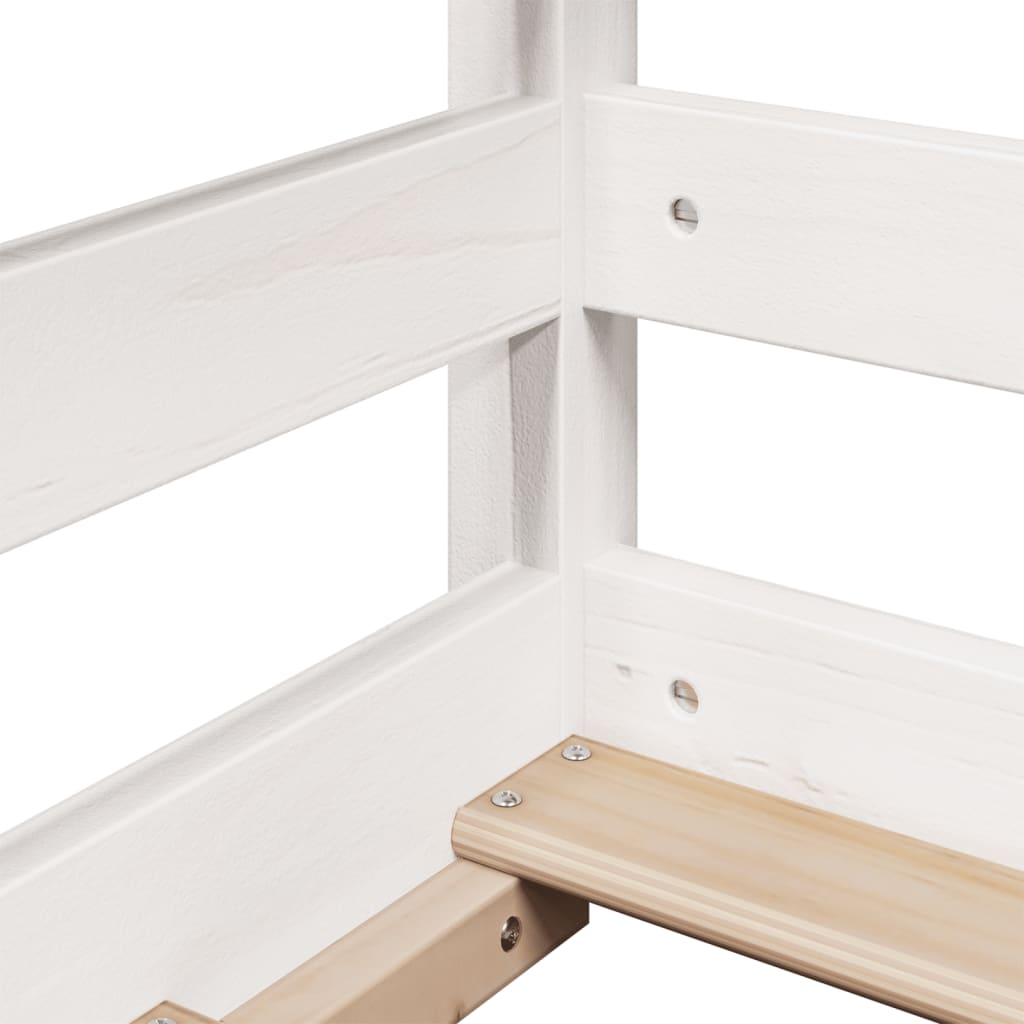 Lit haut sans matelas blanc 90x200 cm bois de pin massif - XIOS