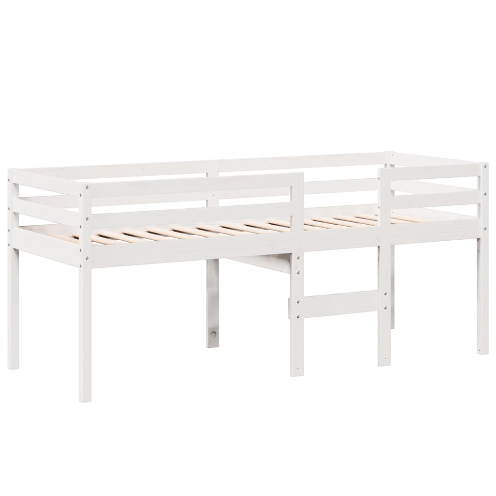 Lit haut sans matelas blanc 80x200 cm bois de pin massif - XIOS