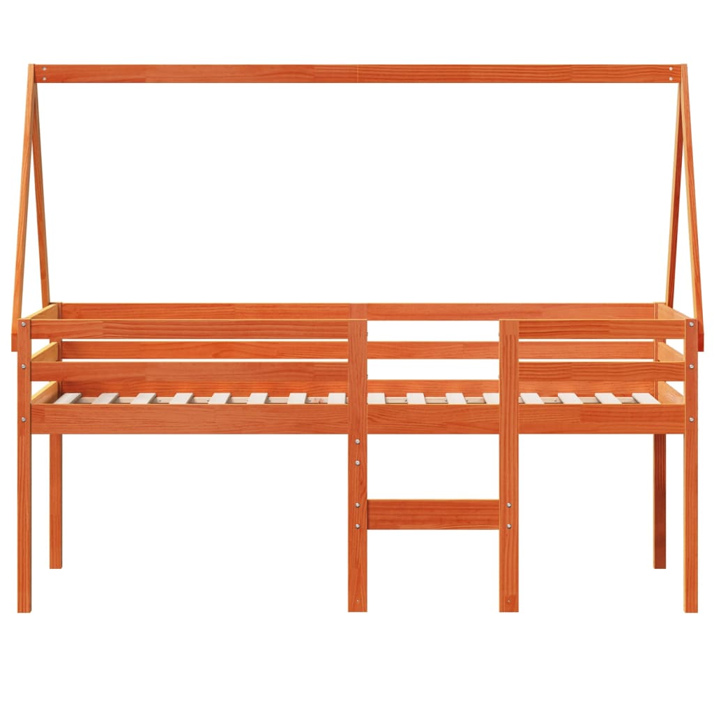Lit haut sans matelas cire marron 80x200 cm bois de pin massif - XIOS
