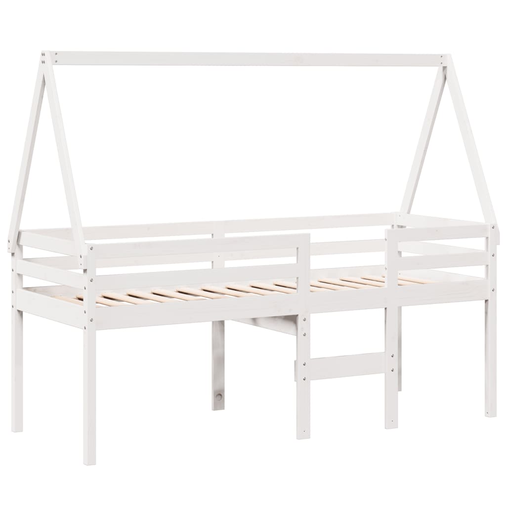 Lit haut sans matelas blanc 90x190 cm bois de pin massif - XIOS