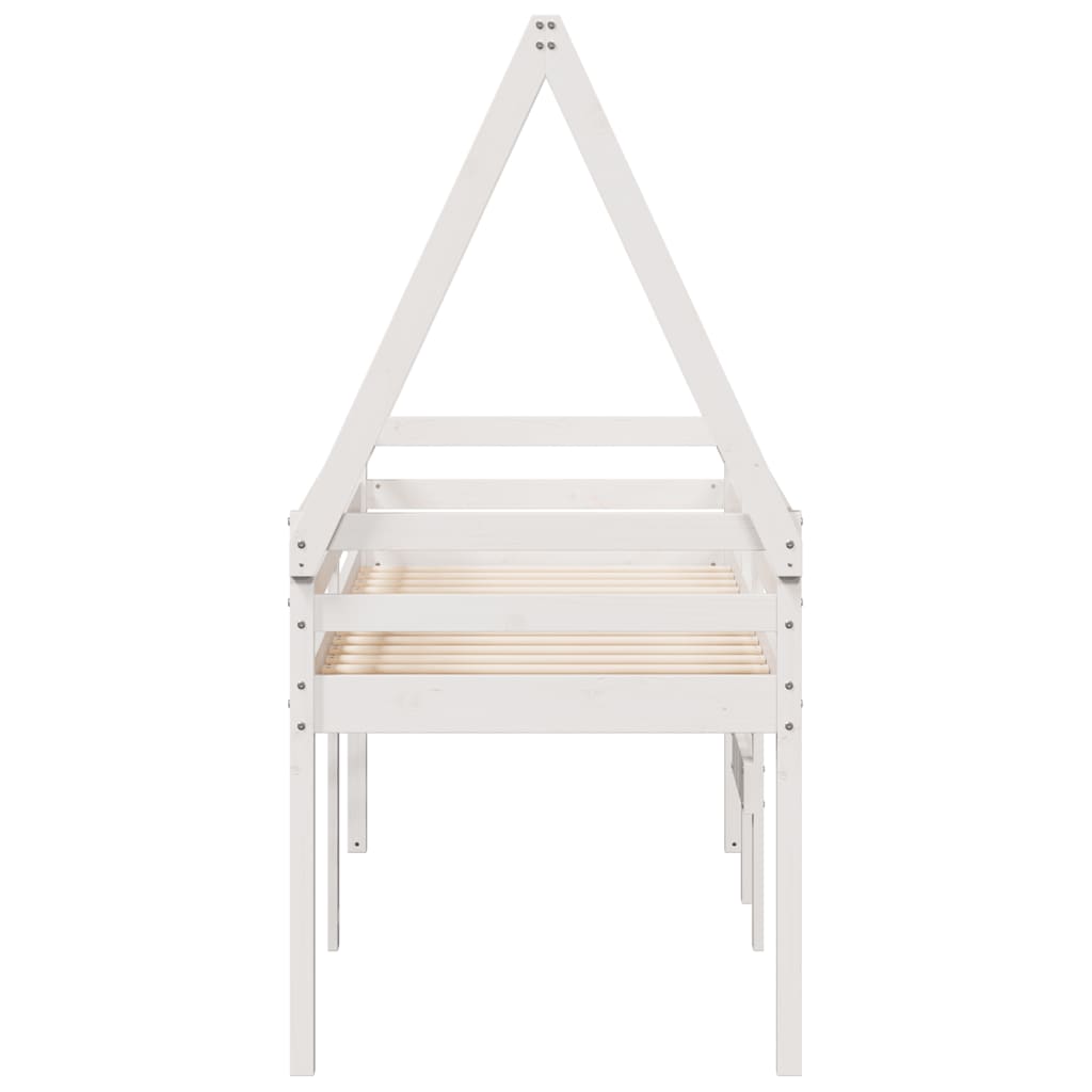 Lit haut sans matelas blanc 90x190 cm bois de pin massif - XIOS