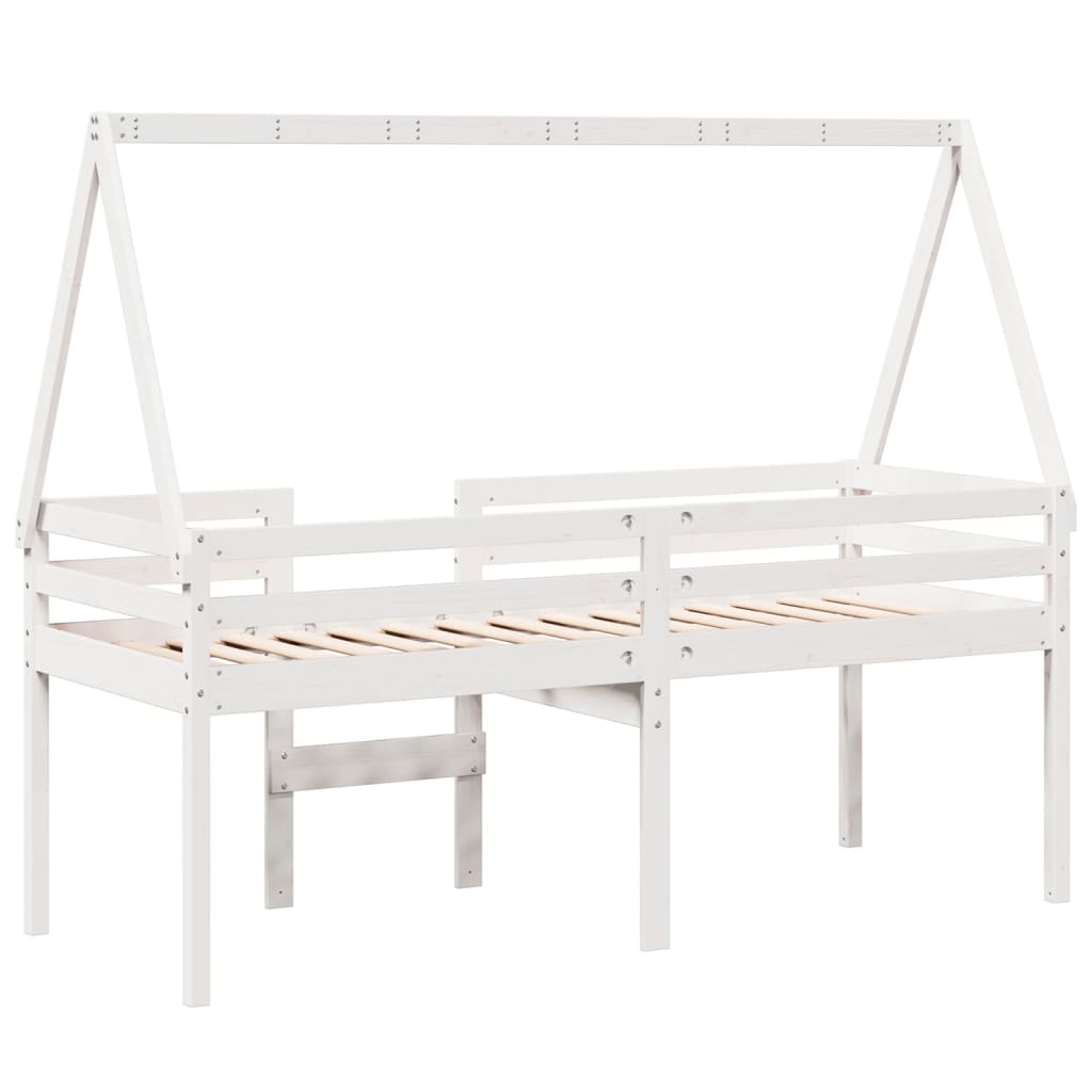 Lit haut sans matelas blanc 90x190 cm bois de pin massif - XIOS