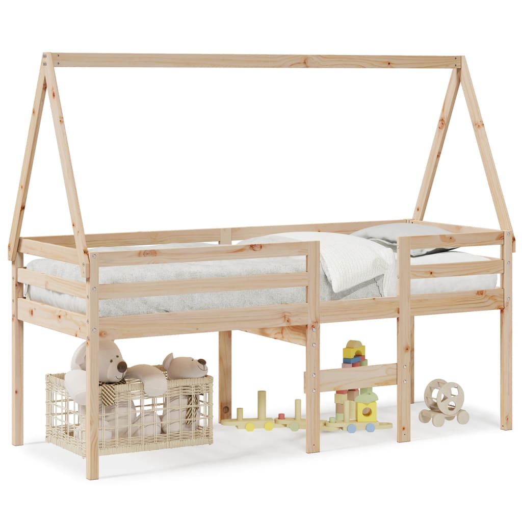 Lit haut sans matelas 75x190 cm bois de pin massif - XIOS