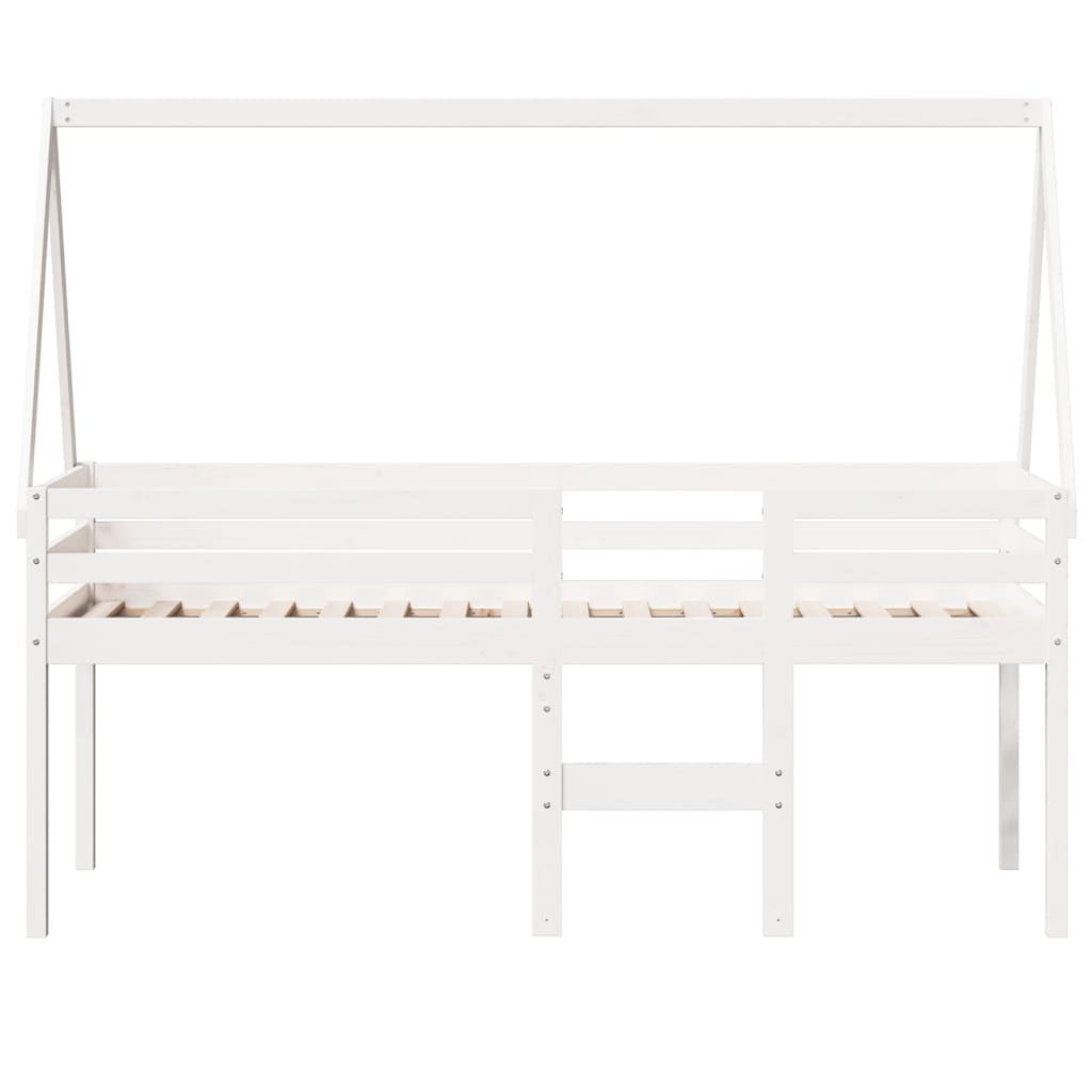 Lit haut sans matelas blanc 75x190 cm bois de pin massif - XIOS