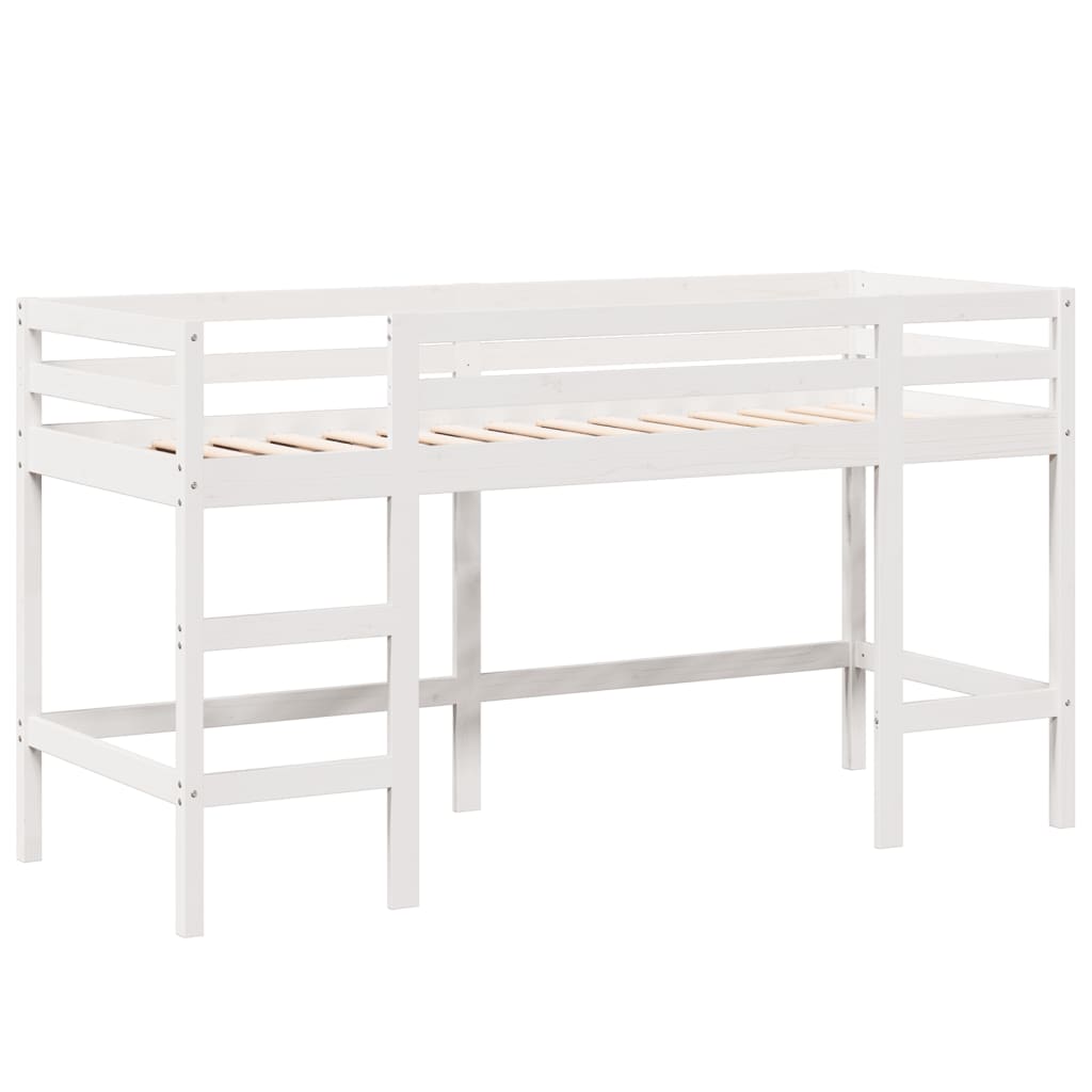Lit superposé avec échelle et toit sans matelas blanc 90x200 cm - XIOS